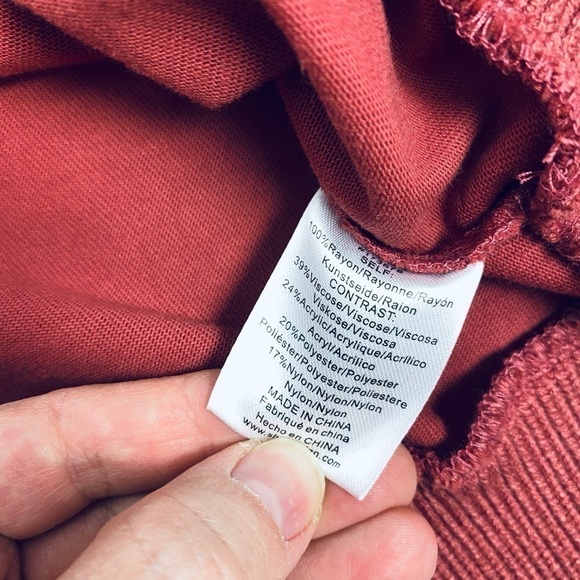 ANTHROPOLOGIE Dolan Statement Rust Knit Fringe Mock Neck Sweater Balloon Sleeve - Picture 7 of 7